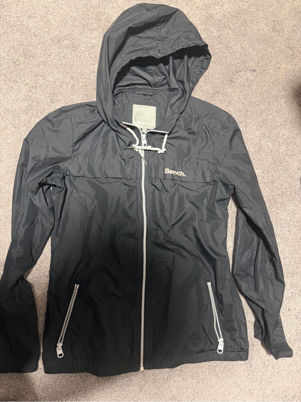 Bench Black Hooded Utility Windbreaker Jacket